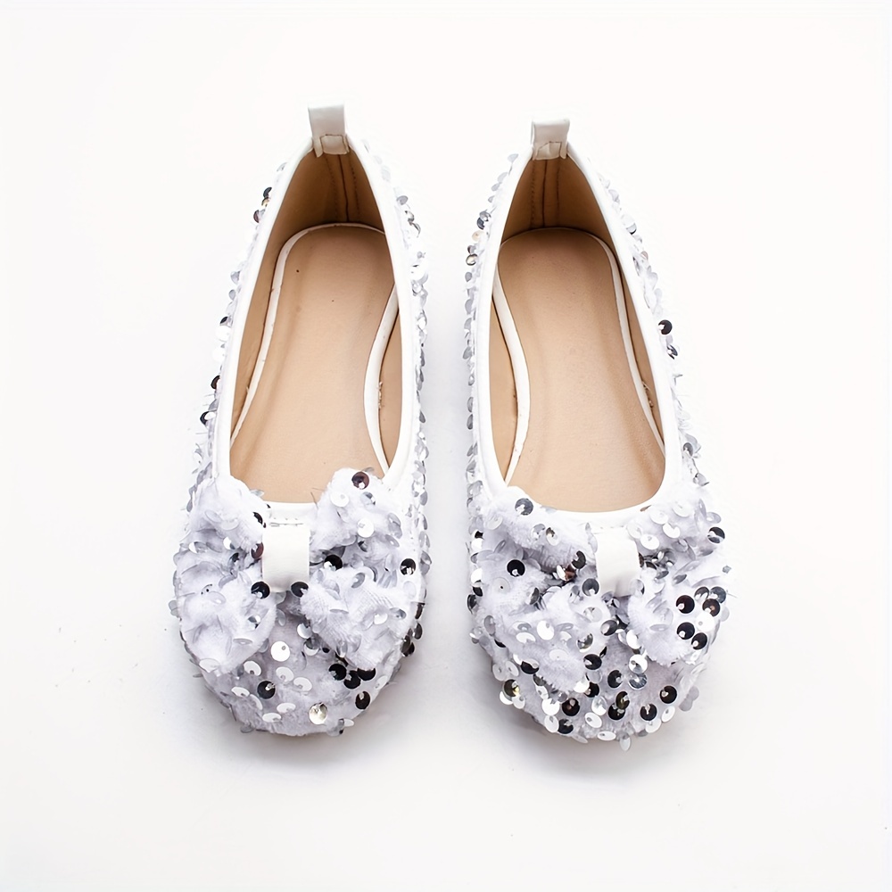 Silver sequin hot sale flat shoes