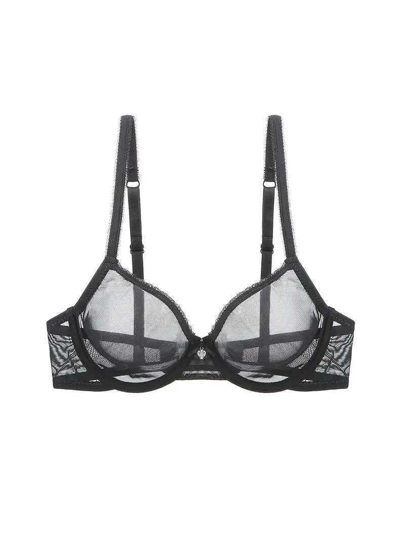Transparent Mesh Thin Unlined Bra, Breathable Sheer No Pad Knitted ...