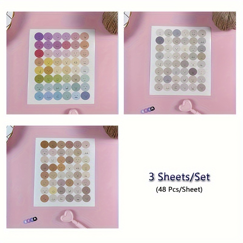 Image of 3sheets/set Morandi Series Round Dot Stickers Journal Deco Diy Material Sealing Stickers Dot Decals Set