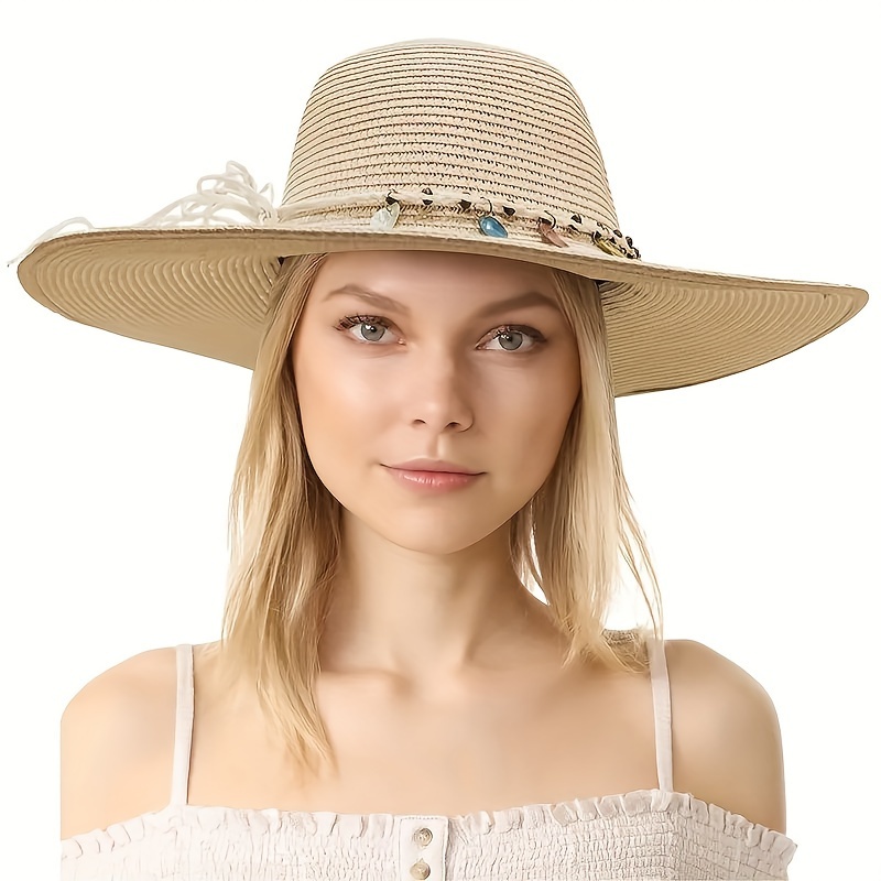 Bow Decor Wide Brim Sun Protection Straw Hat For Women Outdoor