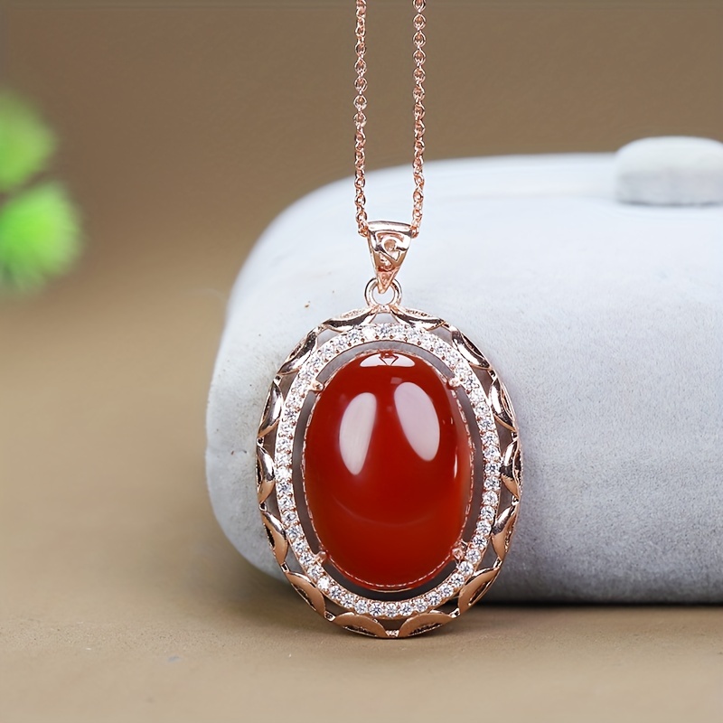 

Fashionable New Pendant Necklace Inlaid With Chalcedony Simple Accessories For Men And Women, Colorful Treasure Jewelry