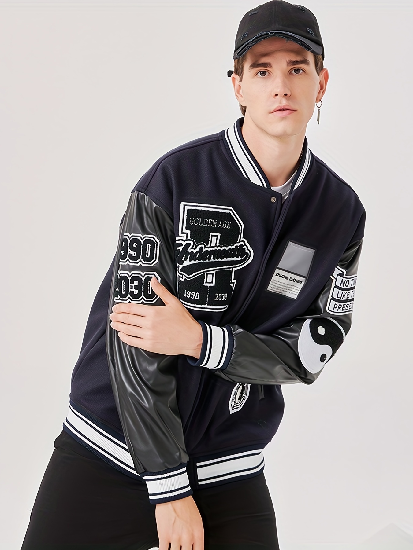 White Embroidered Baseball Varsity Jacket Patch Baseball Jacket