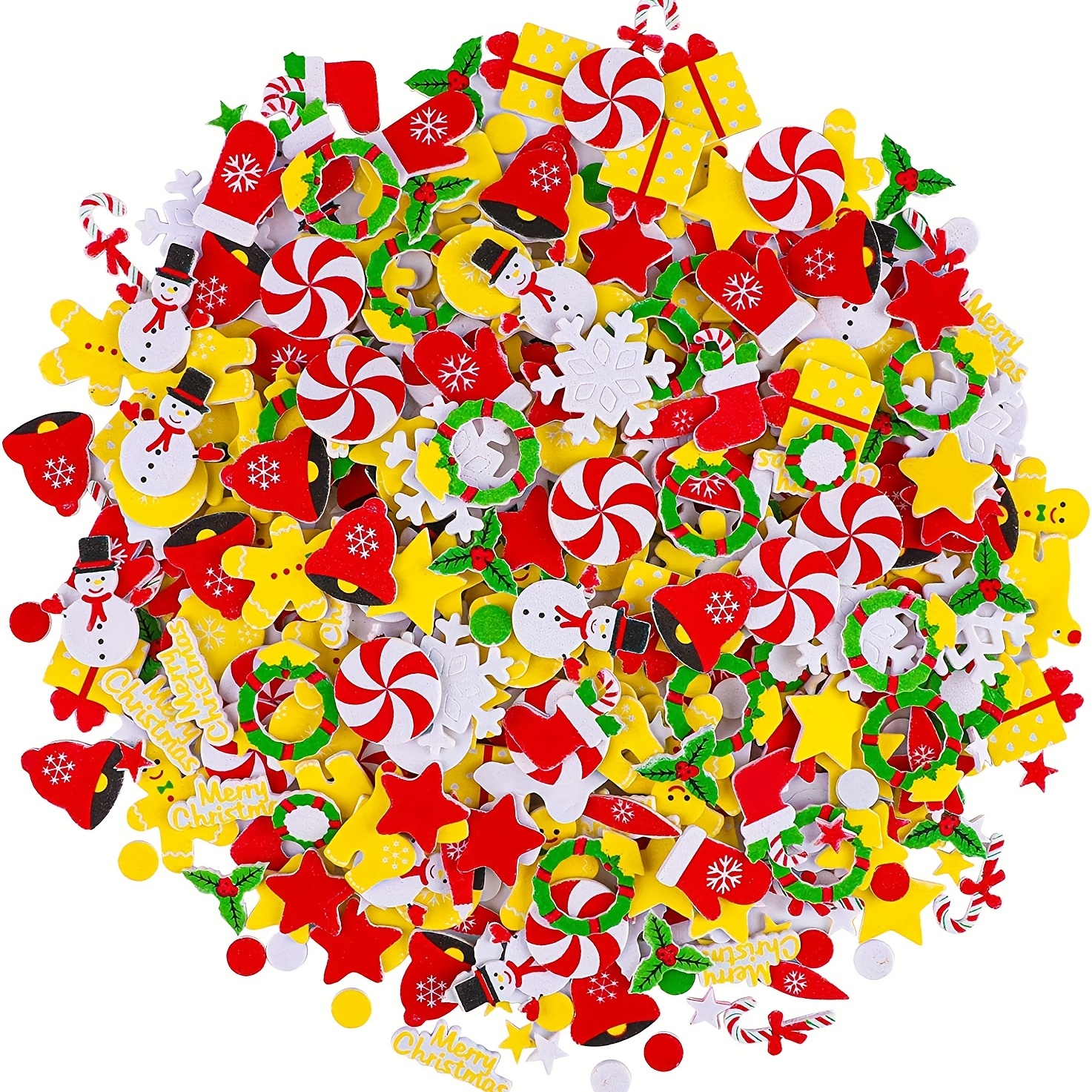 Freeshipping 500PCS Glitter colorful snowflake foam stickers Xmas