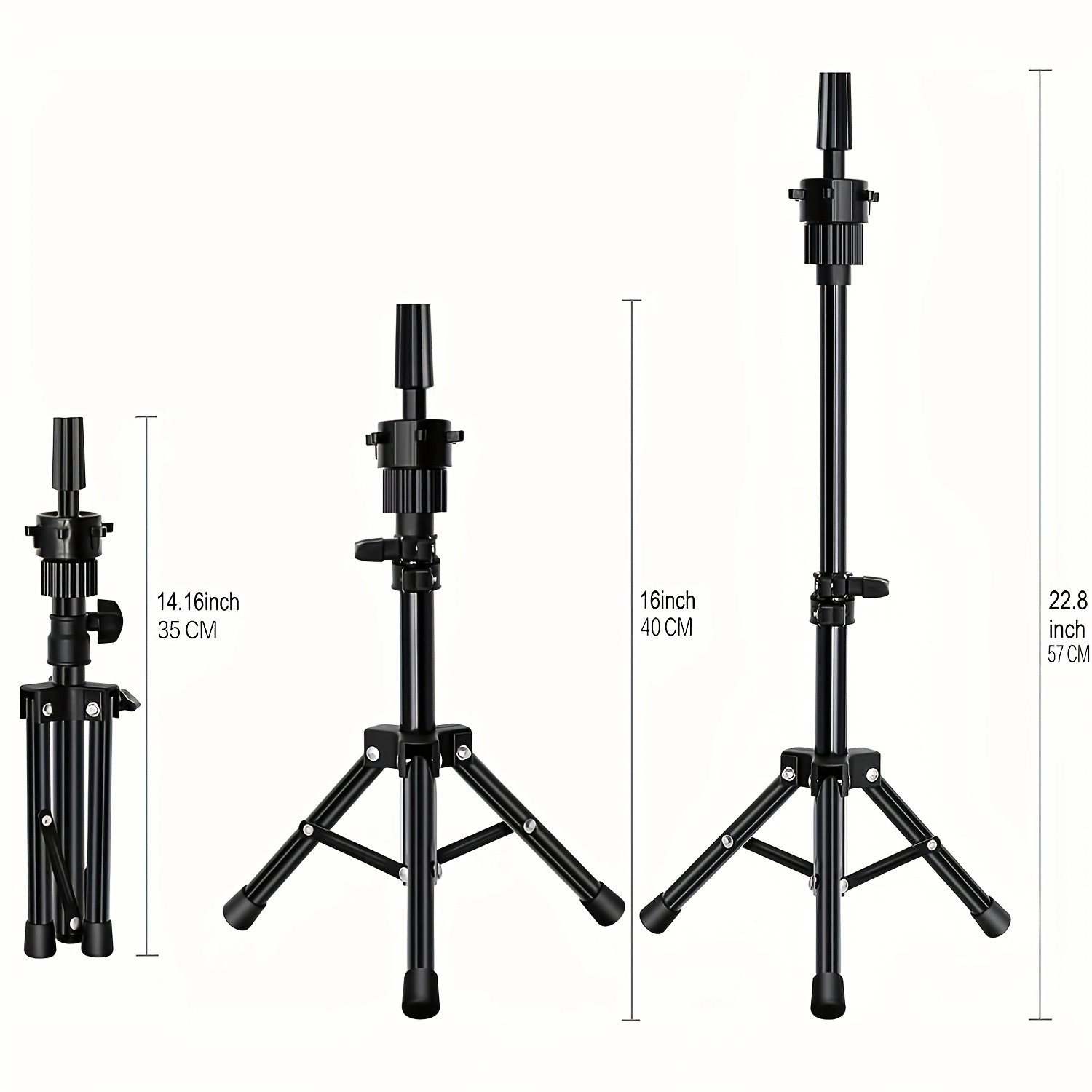 Mannequin Head Stand, Max Length 22 Inch Adjustable Metal Tripod Stand For Mannequin  Head