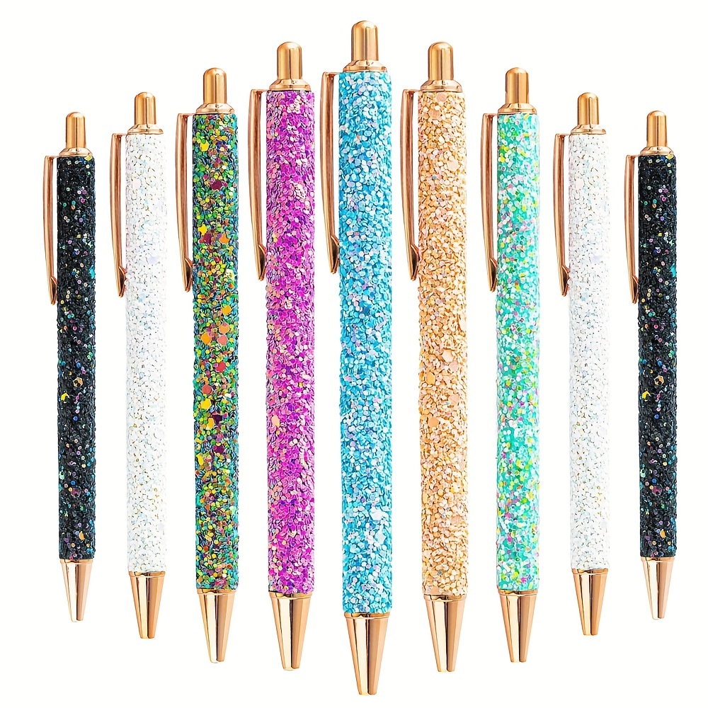 Ballpoint Pens Pen Holder Desk Metal Pens Glitter Pen Holder - Temu