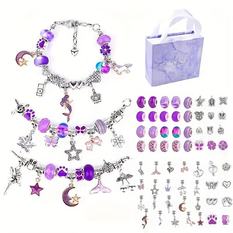 Colorful Charm Bracelet Making Kit Metal Beads Diy Bracelets - Temu