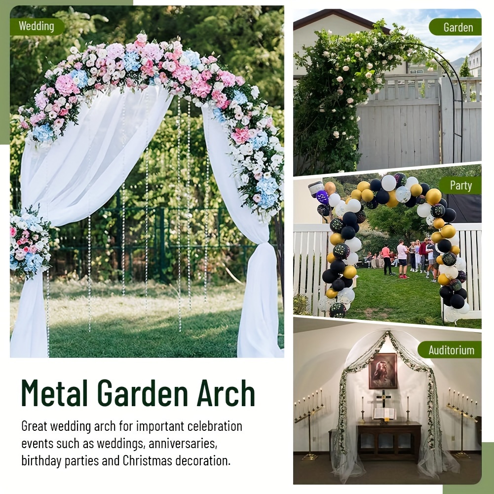 1 Pack Metal Garden Arch 100inch Large Size Heavy Duty Steel Frame Garden Arch With Gothic Style Wedding Arch Lawn Rock Climbing Plants Indoor Outd