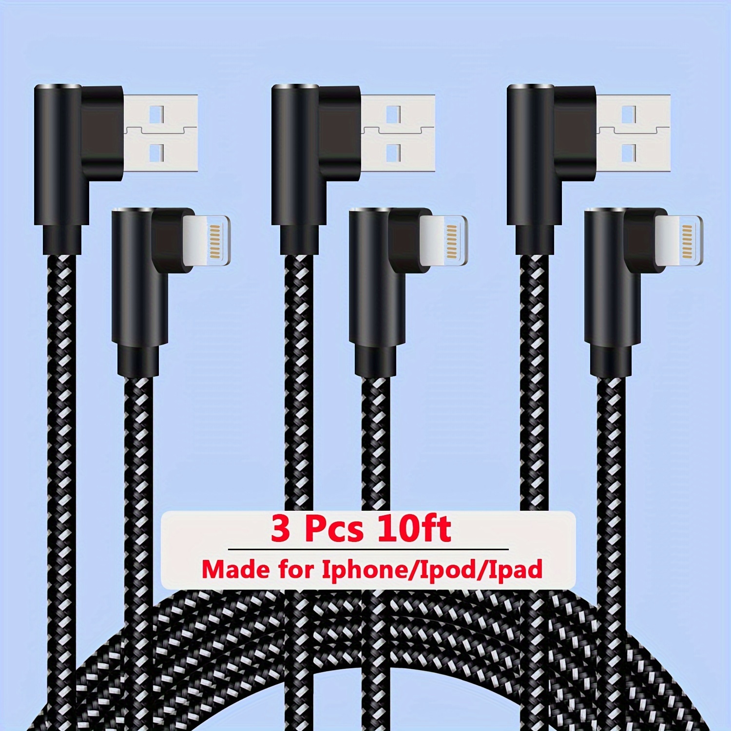 D8 1 Pezzo Cavo Caricatore Usb-a A Lightning, Cavo Intrecciato In Nylon,  Caricatore Certificato Mfi Per Apple Iphone 14 13 12 11 X Xs Pro, Pro Max,  Plus, Ipad, 6 Piedi, Argento