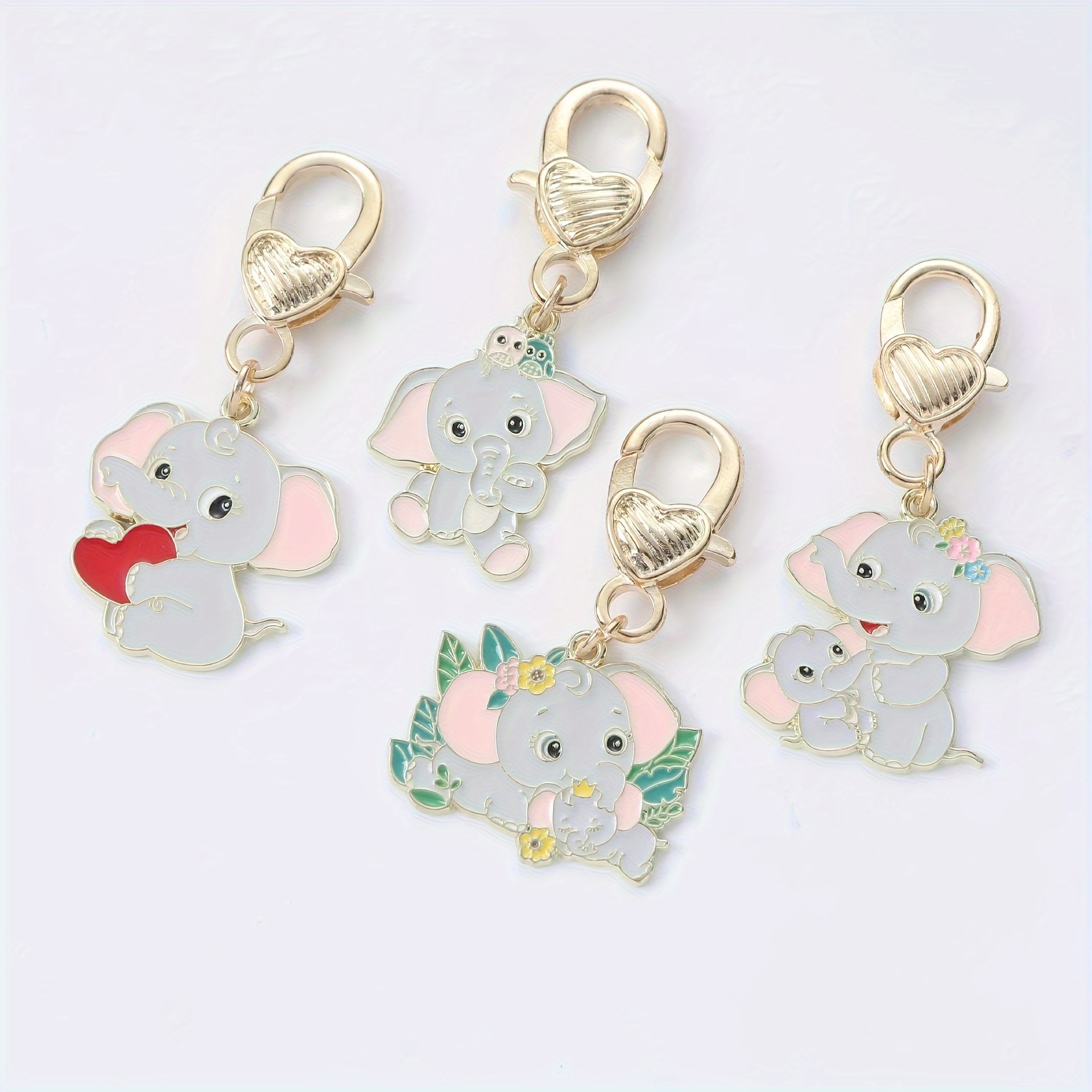 Cute Cartoon Elephant Keychain Animal Alloy Key Chain Ring - Temu Australia