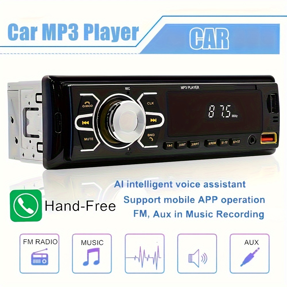 Transmisor Fm Bluetooth 5.0 Kit de coche Manos libres Receptor de audio  auxiliar Reproductor de mp3 Qc3.0 + pd Cargador USB de 18w con micrófono  extraíble