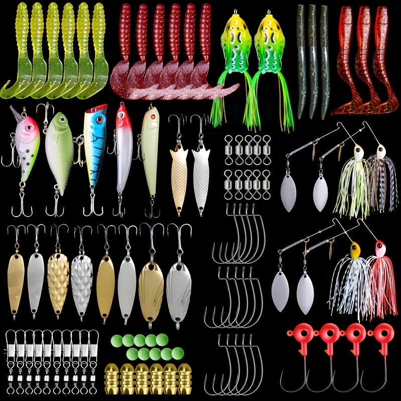  TCMBY 327PCS Fishing Lures Tackle Bait Kit Set for Freshwater  Fishing Tackle Box with Tackle Included Fishing Gear and Equipment,  Crankbait, Soft Worm, Spinner, Spoon, Topwater, Hook for Bass Trout. 