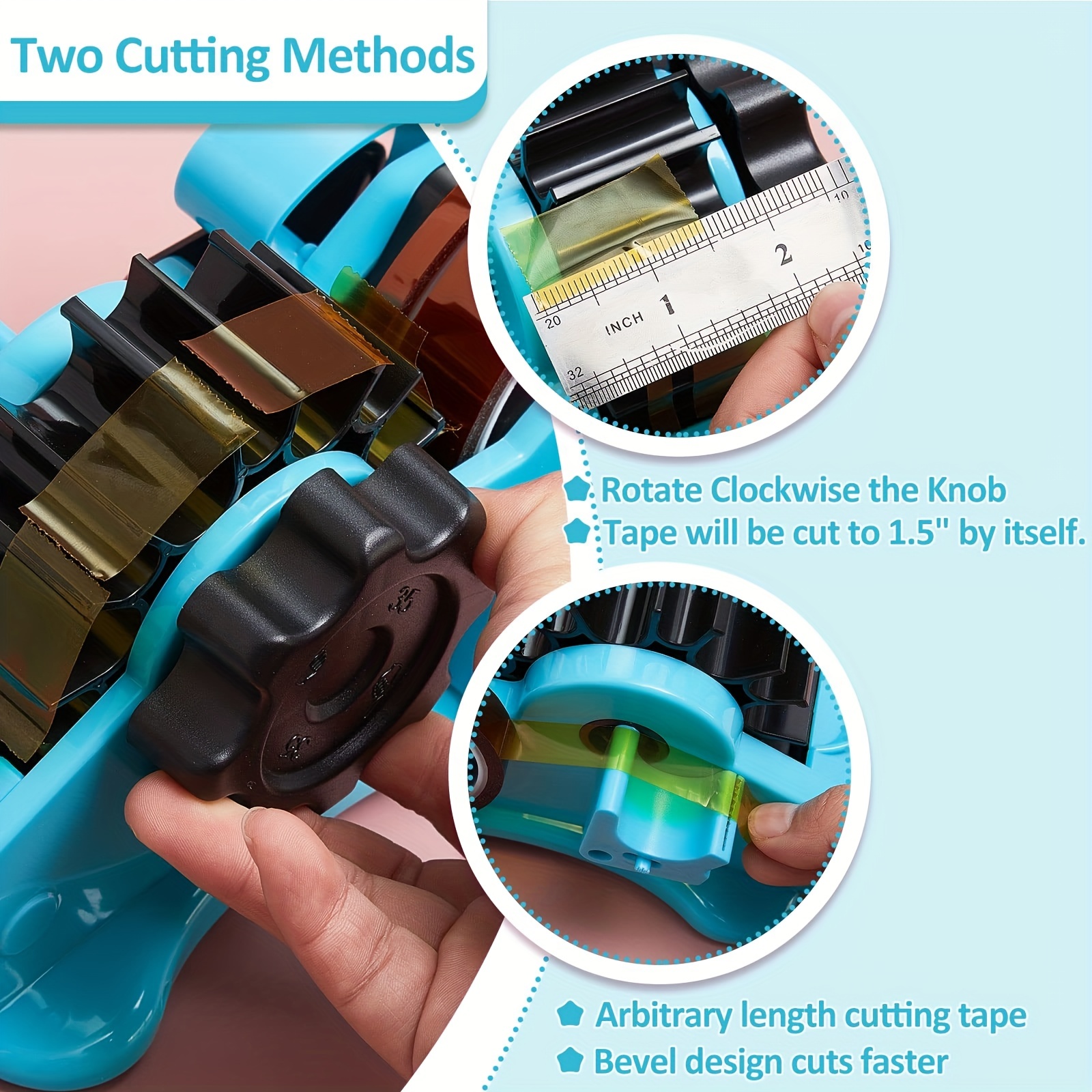 Multi-Roll Heat Tape Dispenser Sublimation, Heat Tape Cut Dispenser, for Heat Transfer Tape Reusable Semi-Automatic Tape Dispenser with Compartment