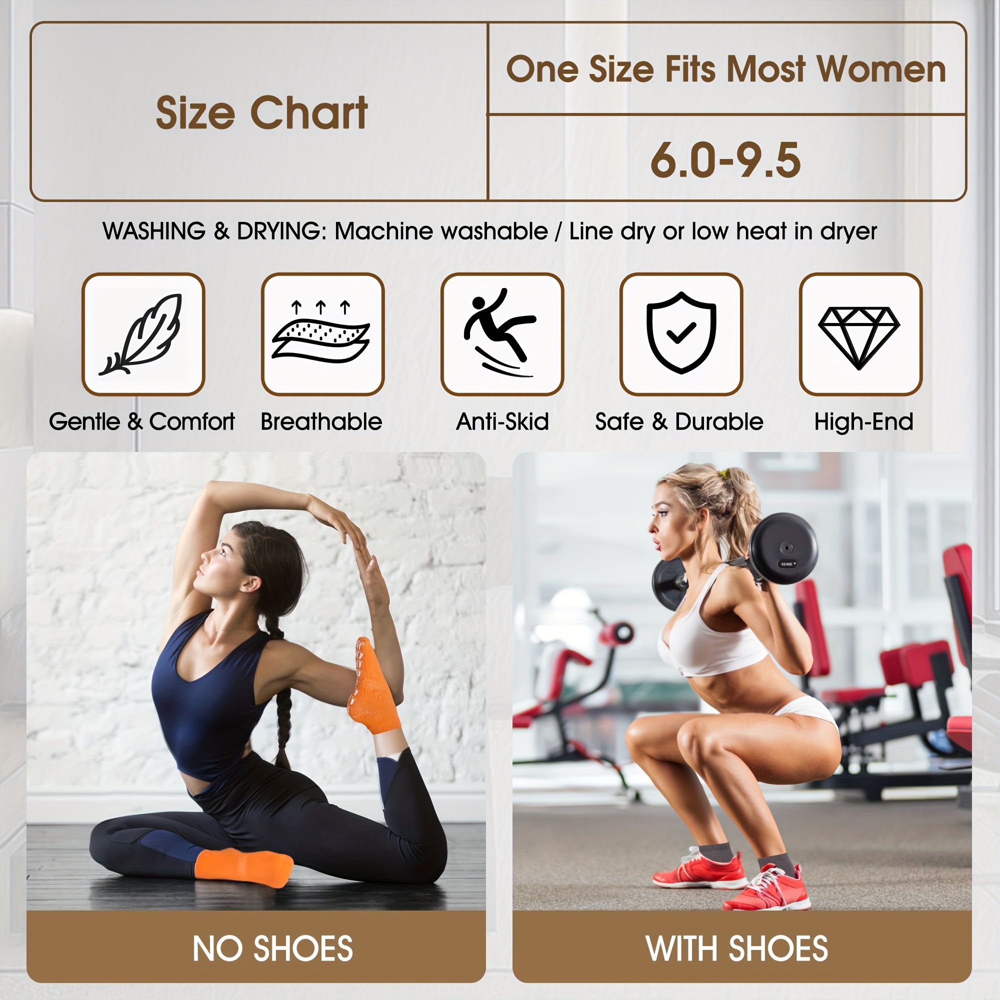 Non Slip Sweat Absorption Yoga Socks Silicone Padded Bottom Quick Dry