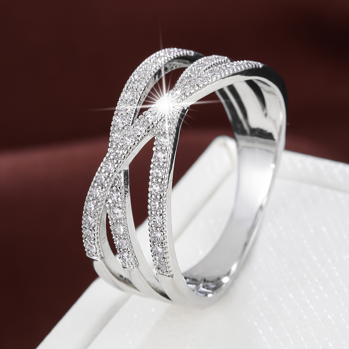 Image of Ed Synthetic Zirconia Inlaid Fashion Women's Ring