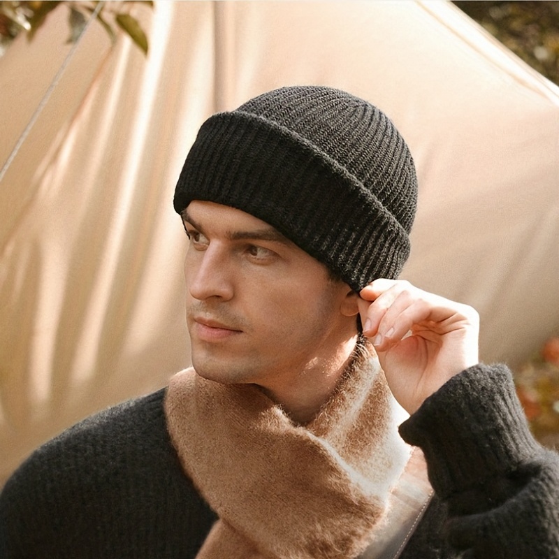 Winter Woolen Knitted Windproof Ear Protection Big Hat - Temu
