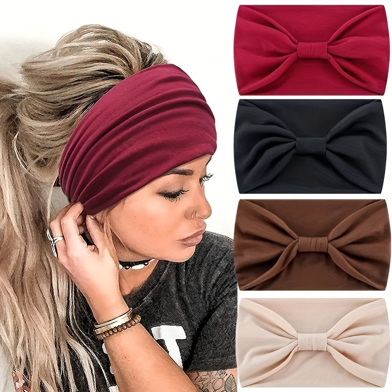 Headbands for Women,6 Pcs Elastic Sweat Yoga Hairbands,Non Slip Soft Sports  Thin Headband Fashion Hair Wrap