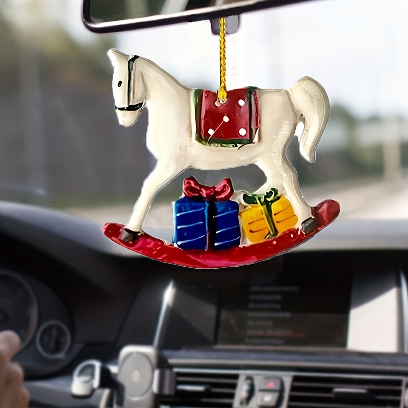 1pc Christmas Pony Creative Car Rearview Mirror Pendant, Thanksgiving  Holiday Pendant, Holiday Decorations Christmas Tree Pendant, Knapsack Key  Chain