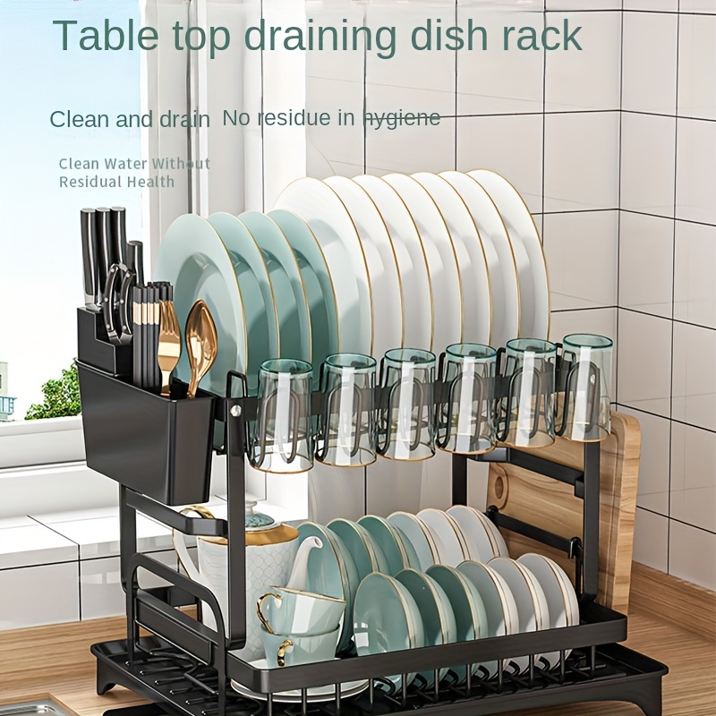 1pc Tabletop Drain Dish Rack Paint Baking Process Kitchen Organizer