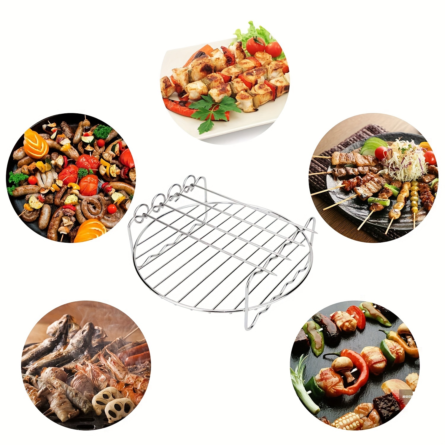 430 Stainless Steel Air Fryer Rack With 4 Roast Meat Picks - Temu