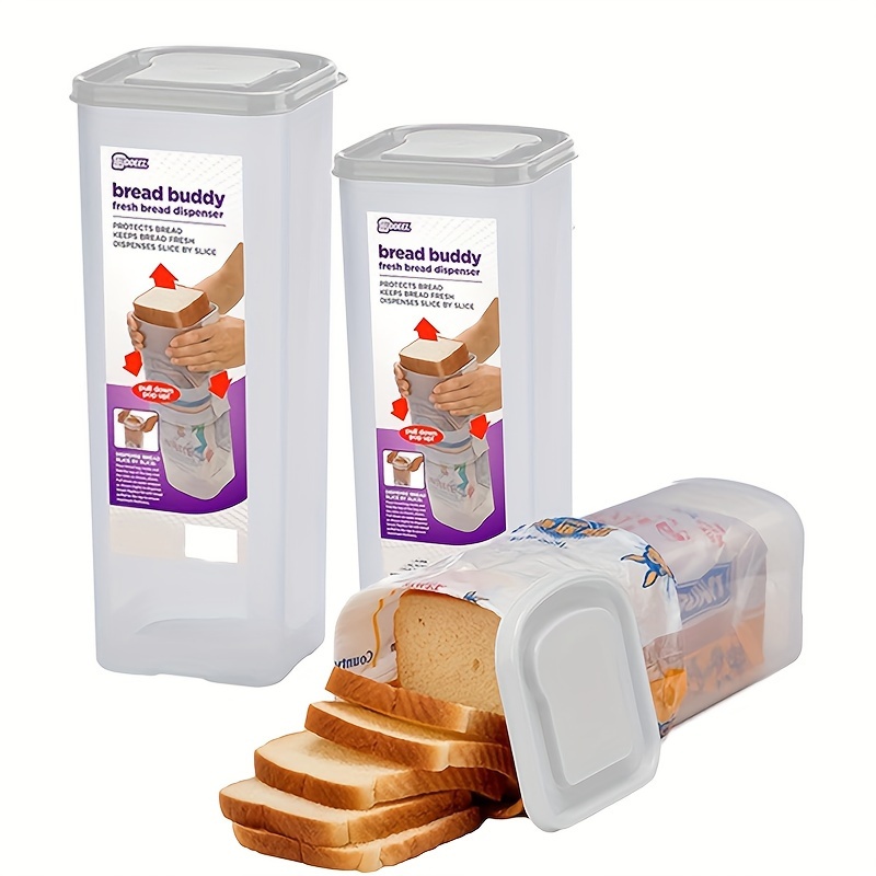 Buddeez Sandwich Size Bread Buddy Dispenser, Plastic Bread Box Storage  Container 13.5 x 5 x 5 inches, Clear 