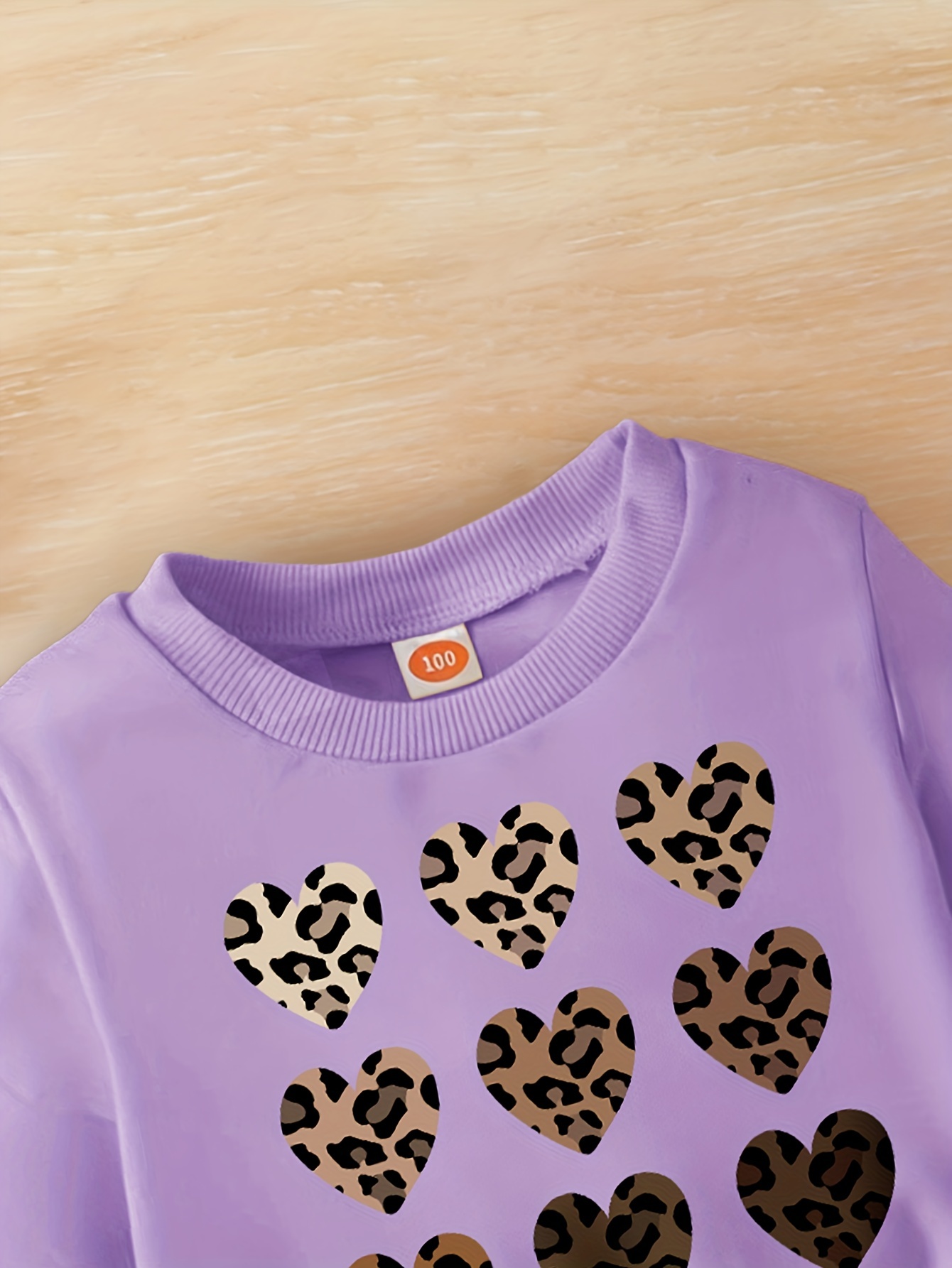 Lilac Leopard Print Heart Sweatshirt