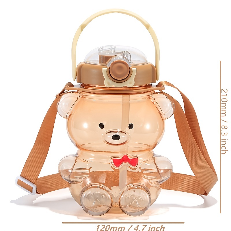 Xigugo Kawaii Bear Straw Bottle,Cute Water Bottles with Adjustable &  Removable Shoulder Strap, Large…See more Xigugo Kawaii Bear Straw  Bottle,Cute