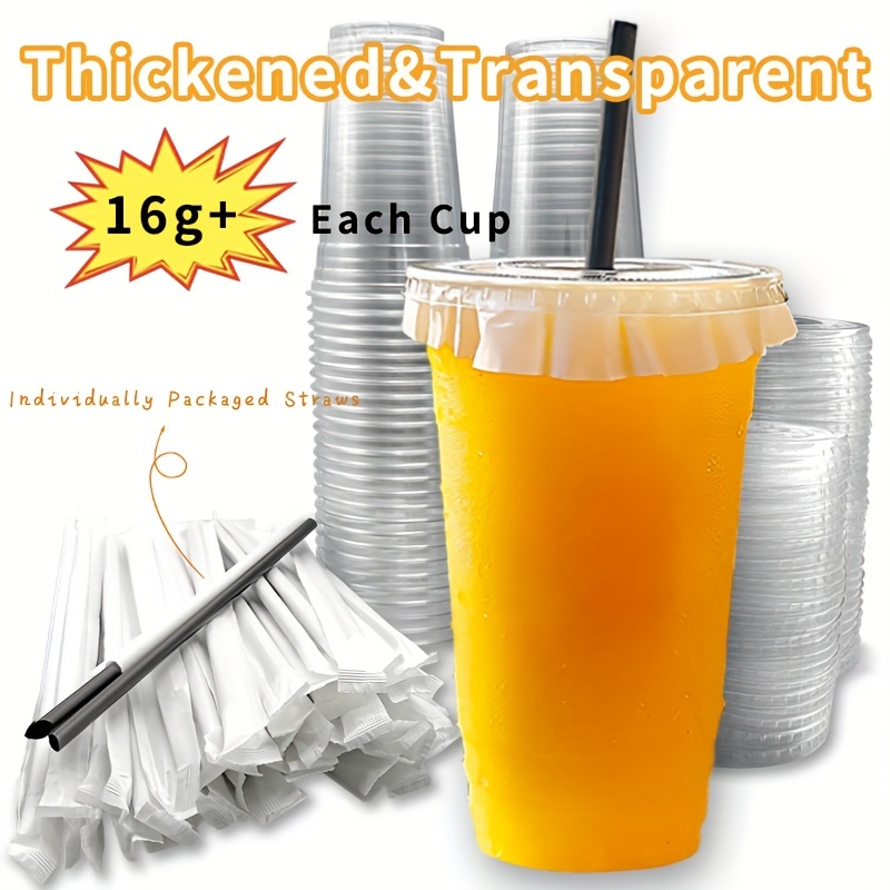 Cup Lid Straw Plastic Disposable, Set Plastic Cups Lid Straw