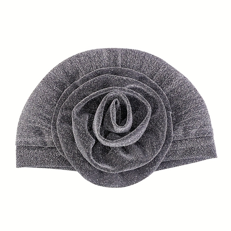 Silvery Glitter Flower Turban Cap Ramadan Headwrap Head Scarf Hijab Hats
