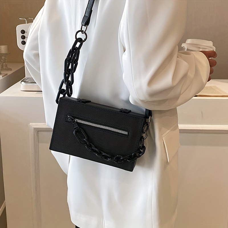 Cool Minimalist Box Bag, Trendy Chain Crossbody Bag, Mini Hard Shell Square  Purse For Street Wear - Temu Croatia