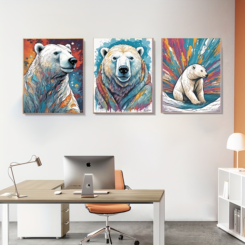 Canvas Poster Modern - Bear Animal Art Art Temu White Polar Wall