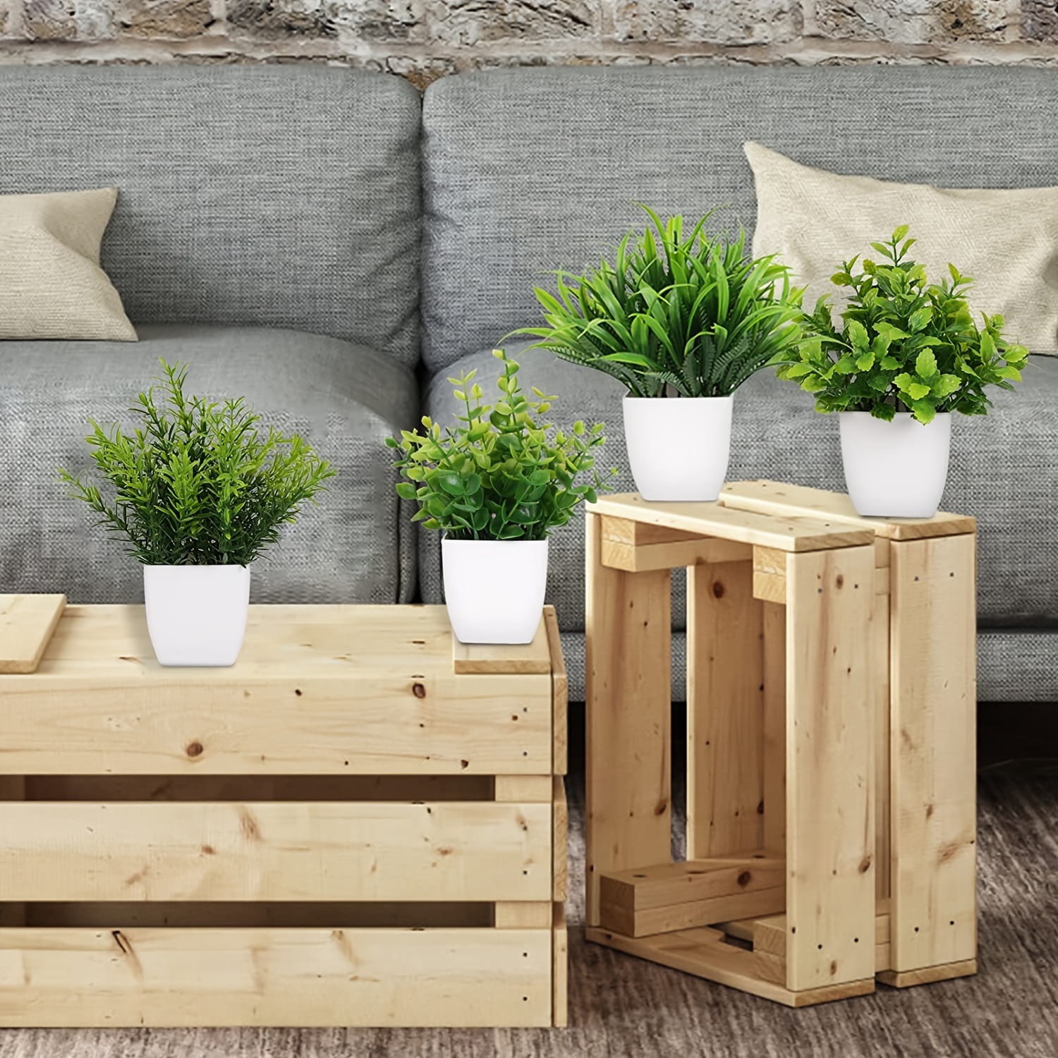 Zeyune 20 piezas pequeñas de flores artificiales en maceta, mini plantas  falsas de plástico para interiores, decoración de vegetación estética  sintética para estantes de oficina, sala de estar, baño, mesa de ventana :  Hogar y Cocina 