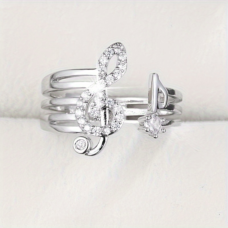 French Open Musical Note Ring Synthetic Zircon & Copper
