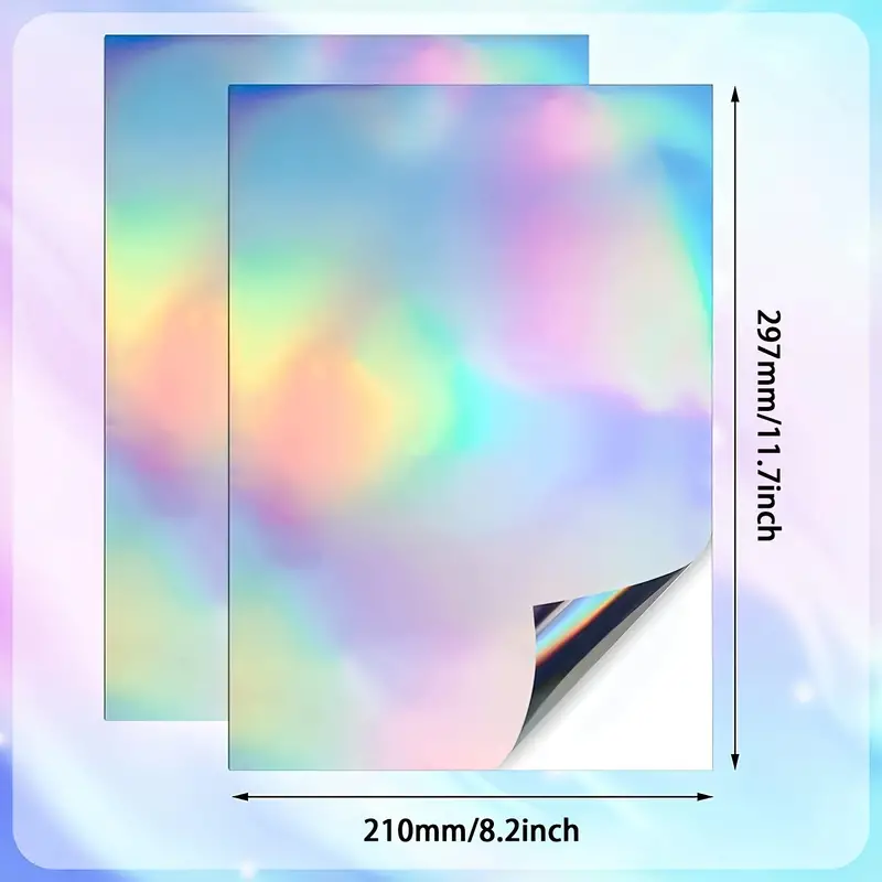 10pcs Printable Holographic Sticker Paper For Your InkJet Printer 8.27x  11.7 Inches Dries Quickly Waterproof Sticker Paper Rainbow Vinyl Sticker  Paper