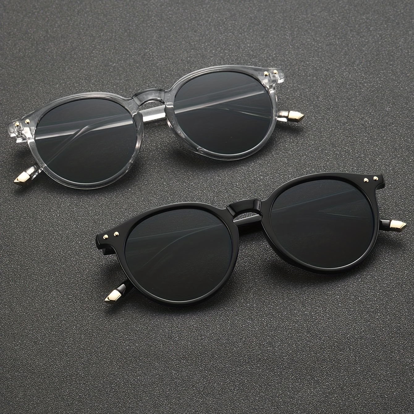 2 Paar Herrenmode Trendige Lässige Sonnenbrille Rundem Rahmen Schwarzem  Brillenetui - Schmuck & Accessoires - Temu Germany