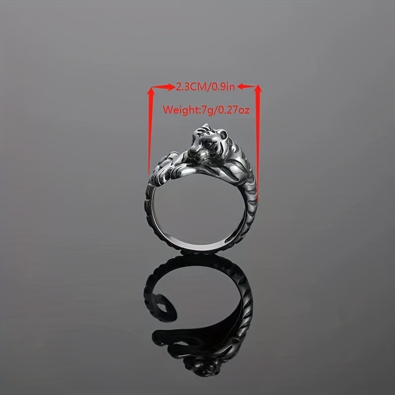 Men's Small Tiger Open Ring Retro Zodiac Tail Ring