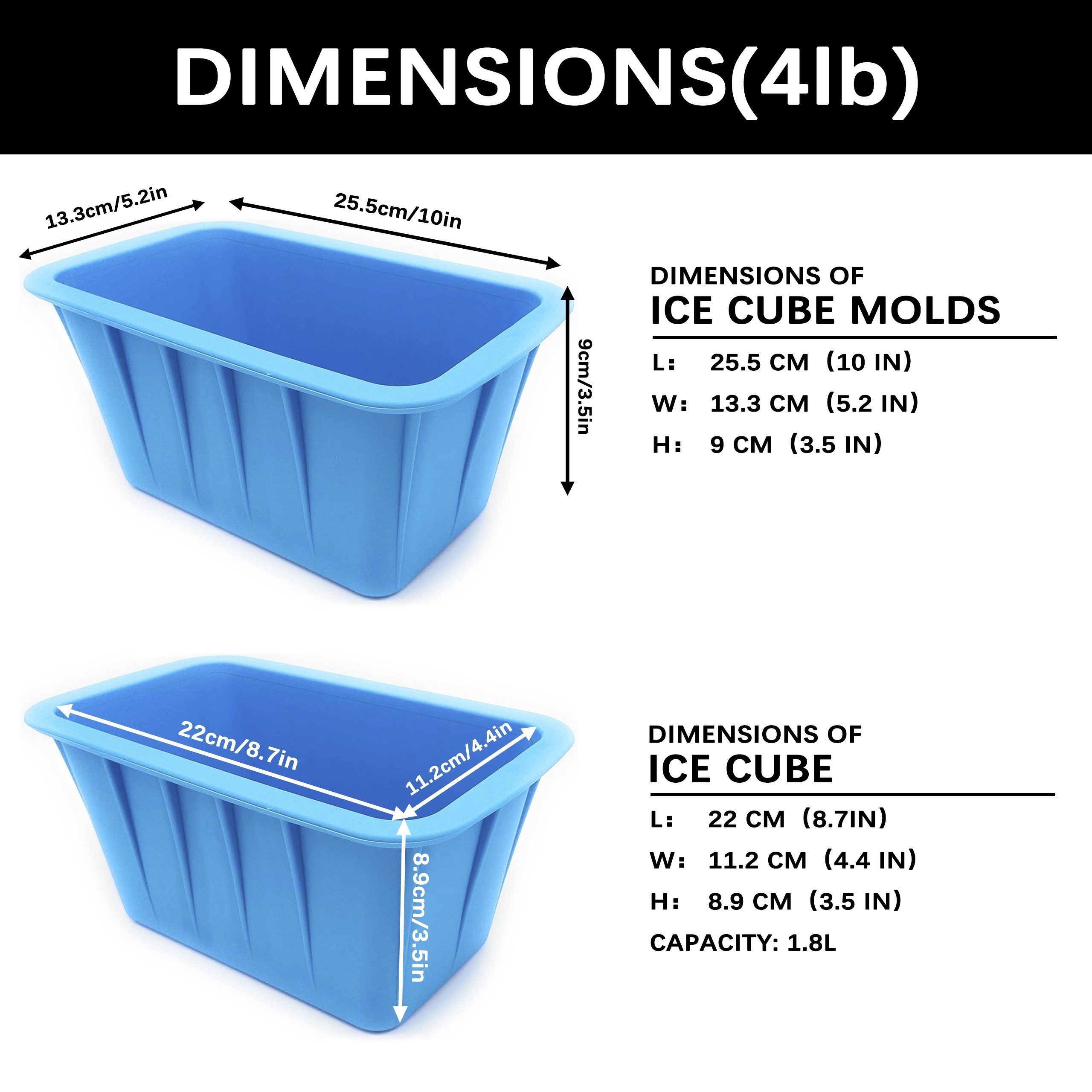 Ice Barrel Ice Block Mold (1 Mold) for Extra Large Ice Blocks (7 lbs) -  Large Ice Cubes for Freezer - Silicone Ice Mold with reinforced Steel