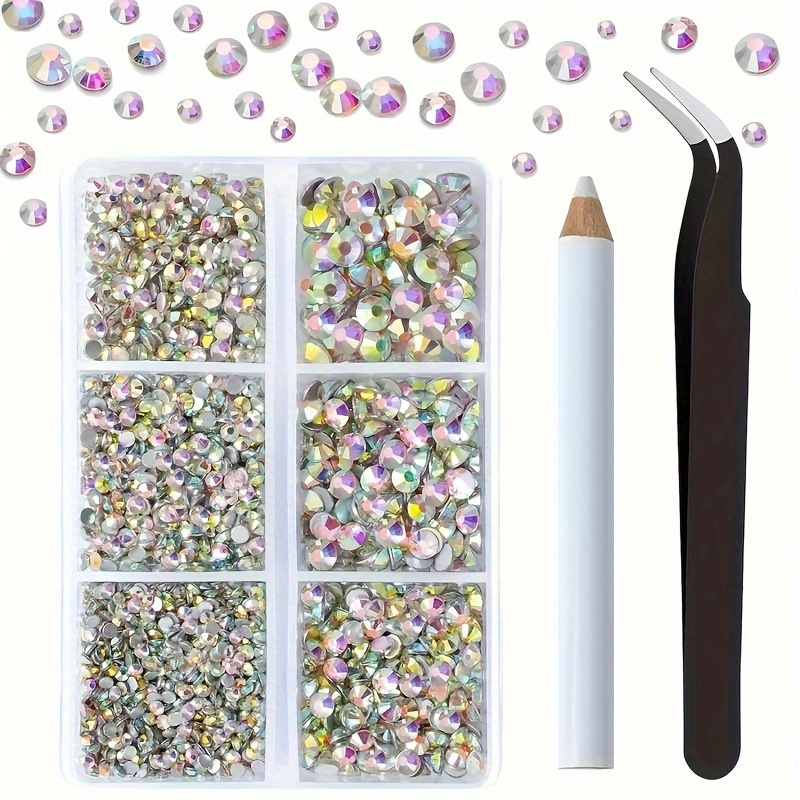 

900 Pcs Round Crystal Ab Rhinestones For Nail Art Craft, Flatback Crystals 3d Decorations Flat Back Stones Gems Set With Tweezers And Pickup Pencil
