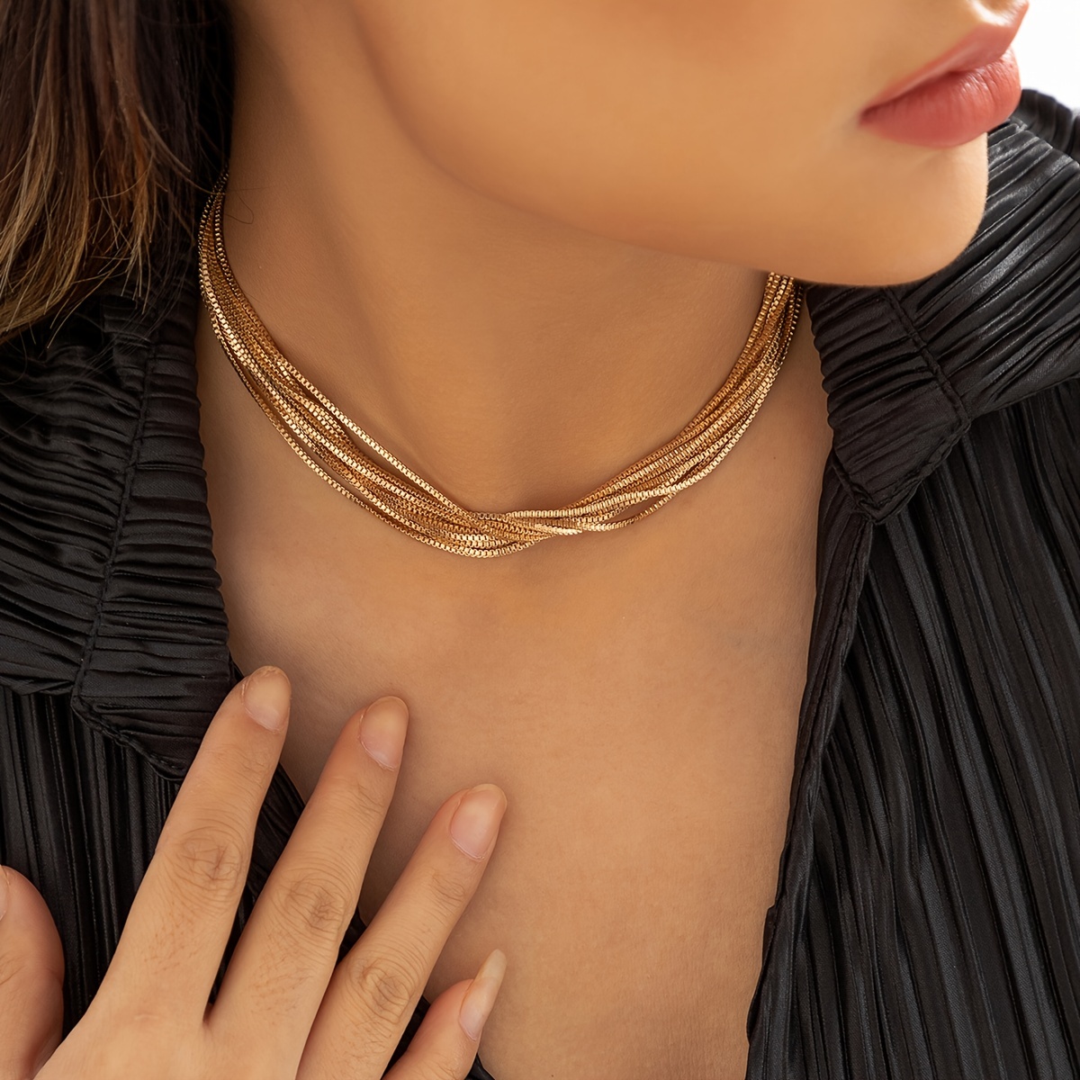 Women's Layered Box Chain Necklace