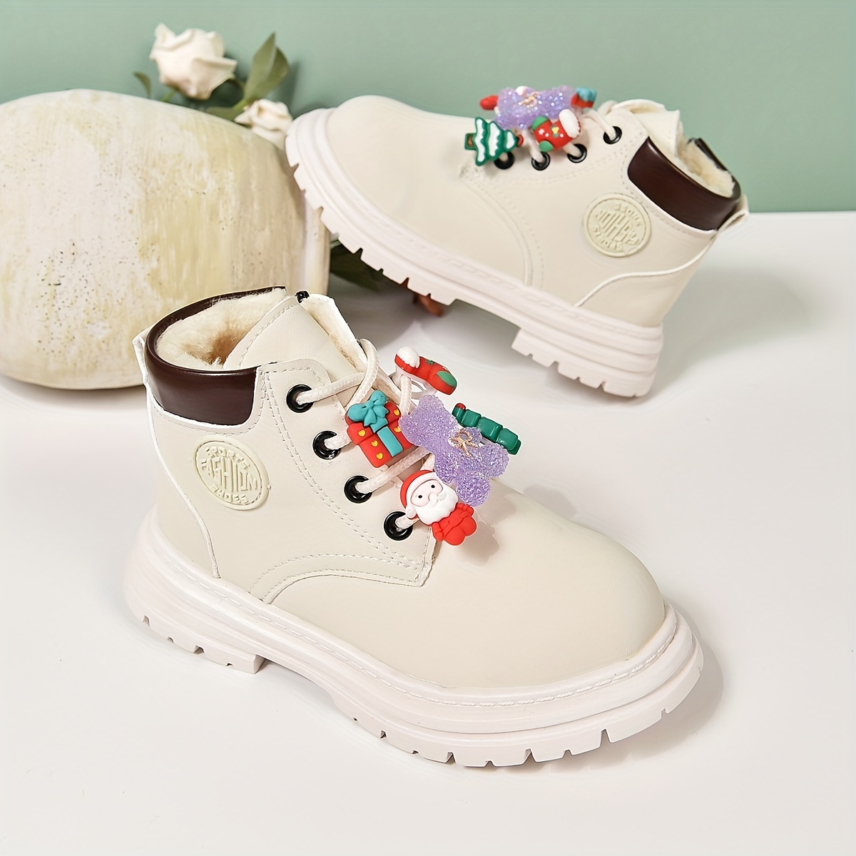 Trendy Warm Plus Fleece Boots Cute Cartoon Charms Girls - Temu