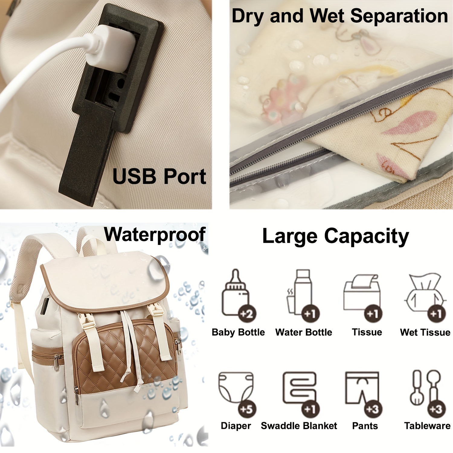 Mommy Bag Waterproof USB Large-capacity Baby Backpack Female 