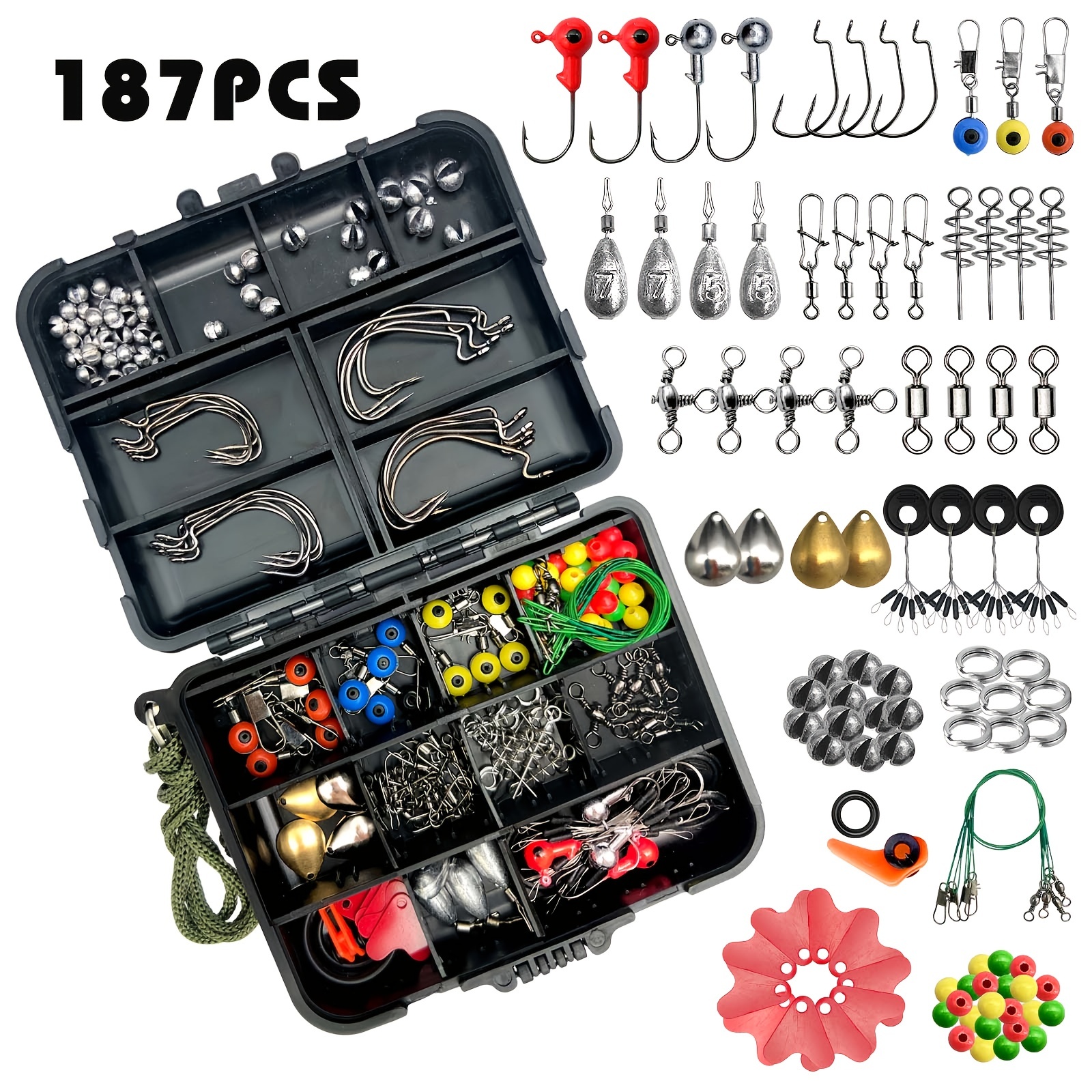 187pcs Fishing Accessories Kit Set - Including Tackle Box, Fish Hooks, Bait  Parts * - Perfect For Outdoor Fishing