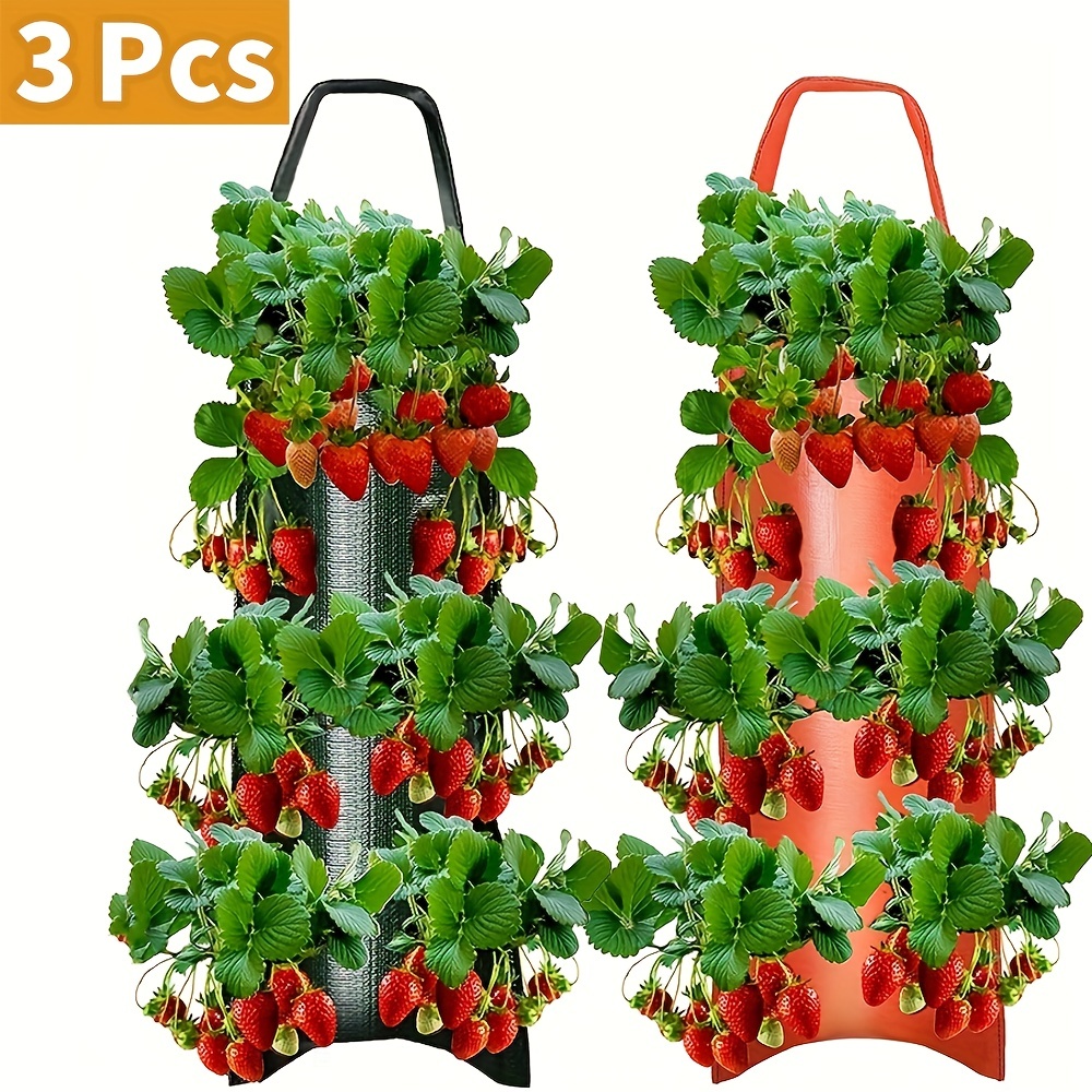 4/8 Pockets Strawberry Plant Planter Bag Vertical Garden Hanging Veg Growing  Bag