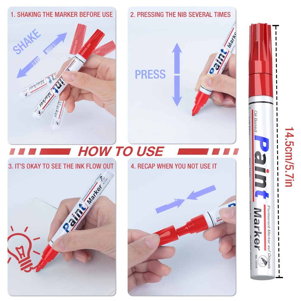 Red Paint Pen Permanent Paint Markers 8 Oil Based Paint Pens - Temu