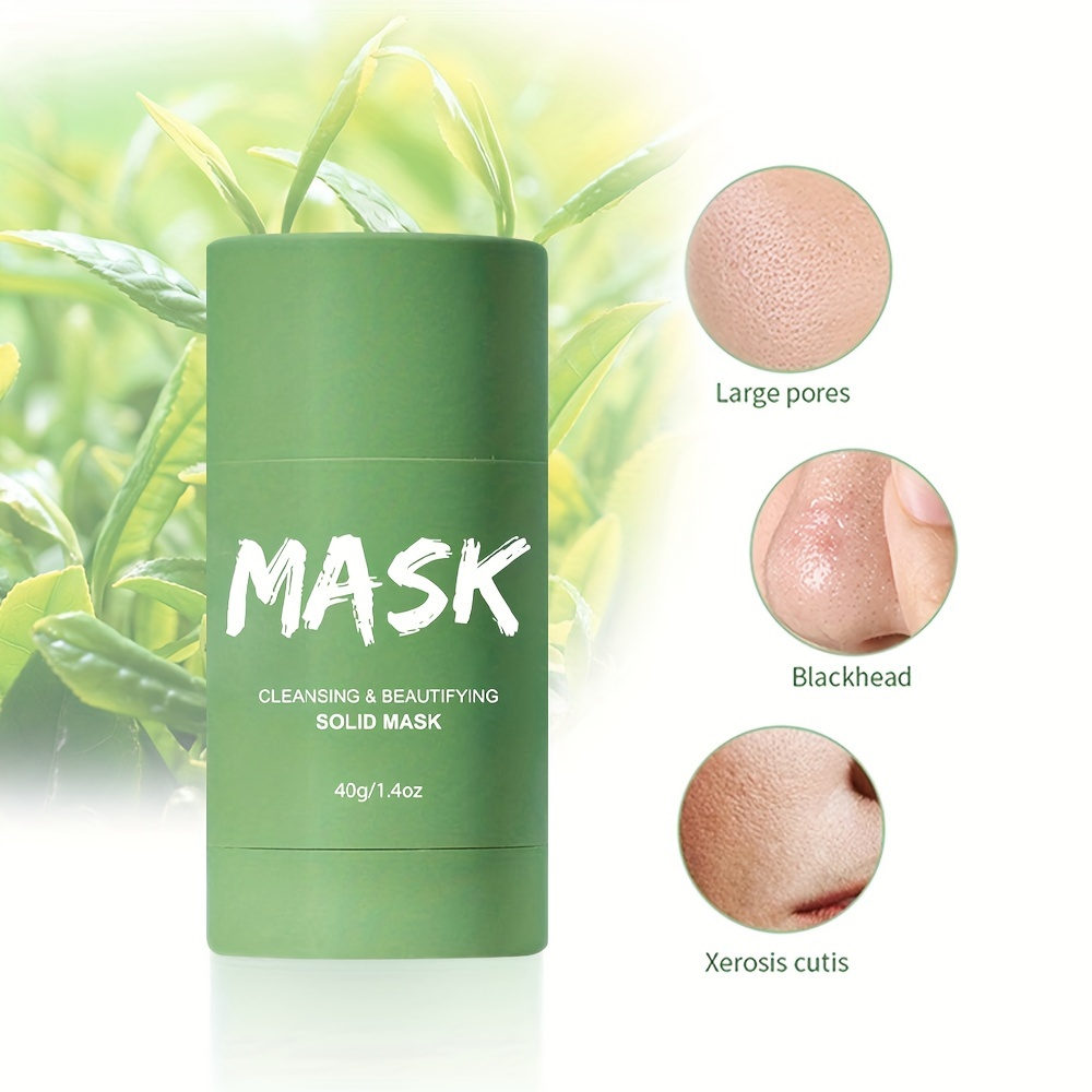 Green Tea solid Mask, Deep Cleanse Green Tea Mask, Green Mask Stick For  Blackheads, Non-Porous Deep Cleansing Mask Pen