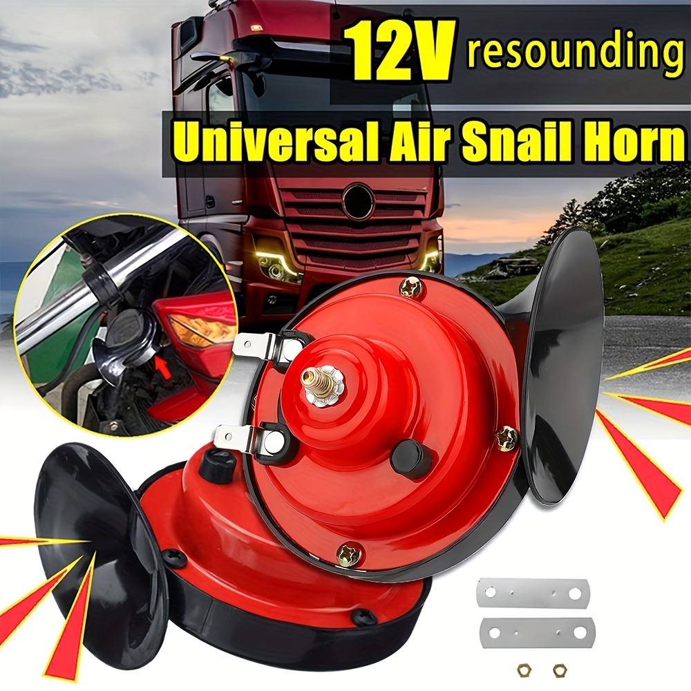 Car Horn 12V Truck Horn with Button Kit, Banhao Train Horn Waterproof High  Low Tone Universal Fit Super Loud Electric Snail Horn 12V Horn Kit  Replacement Car Horns Kit (with button) 