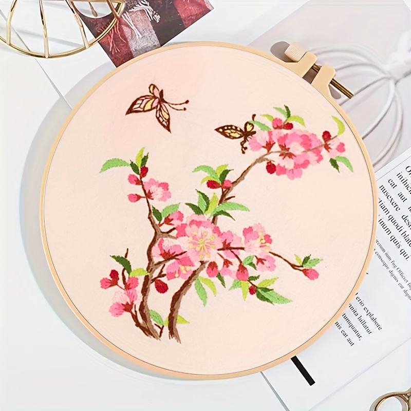 Floral Pattern Embroidery Kit Diy Starter Embroidery Set - Temu