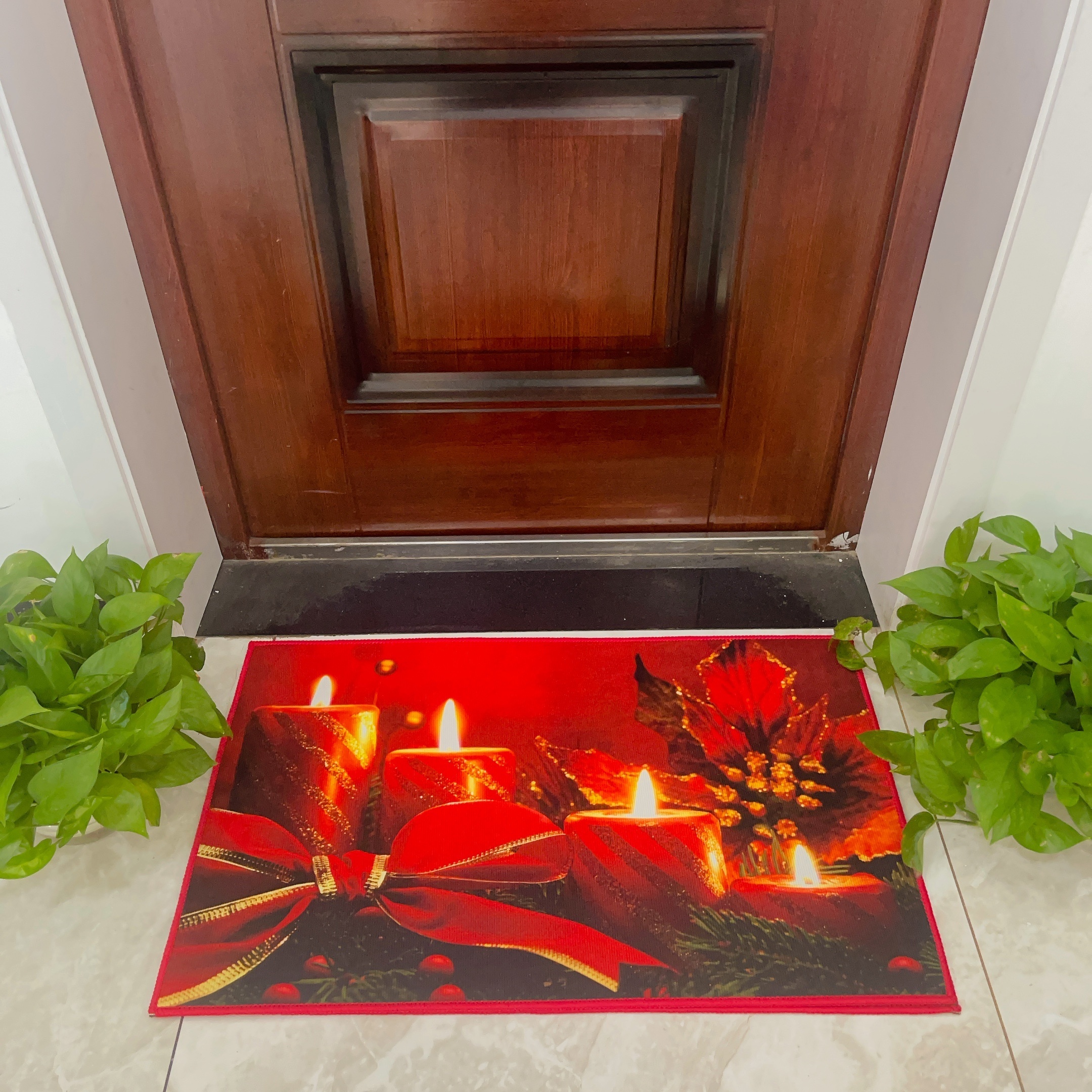 AnyDesign Hello Winter Doormat Decorative Christmas Forest Red Bird Welcome  Mat Xmas Holiday Non-Slip Entrance Door Rug for Indoor Outdoor Bathroom