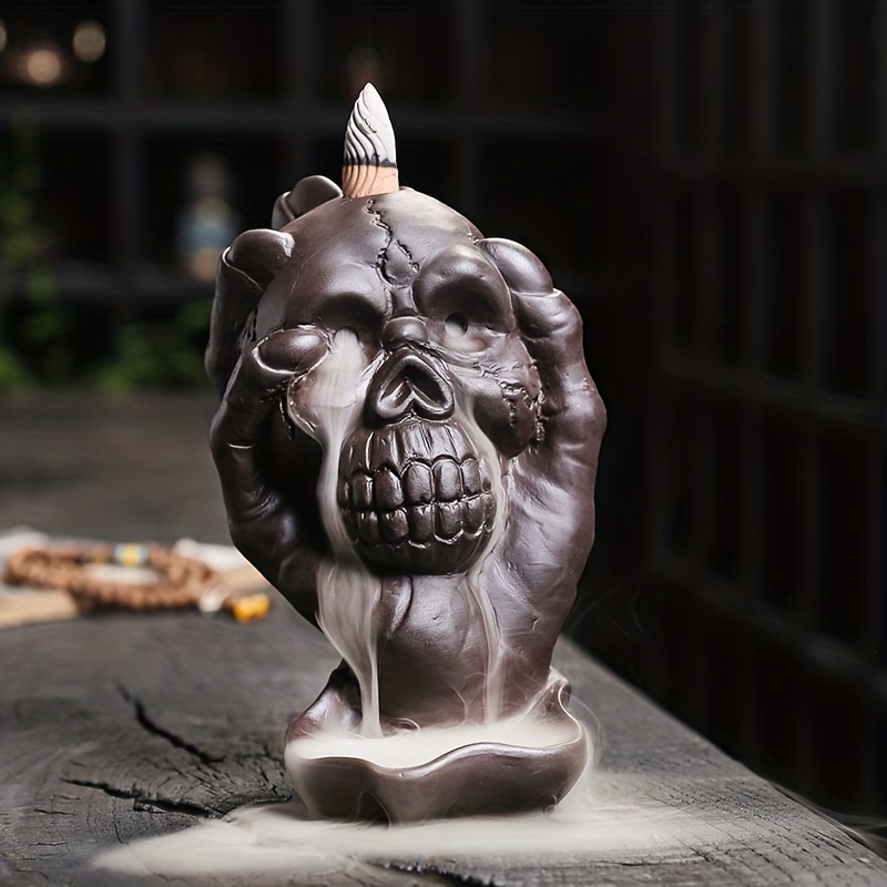 Halloween Tombstone Skull Backflow Incense Burner, Zen Burner
