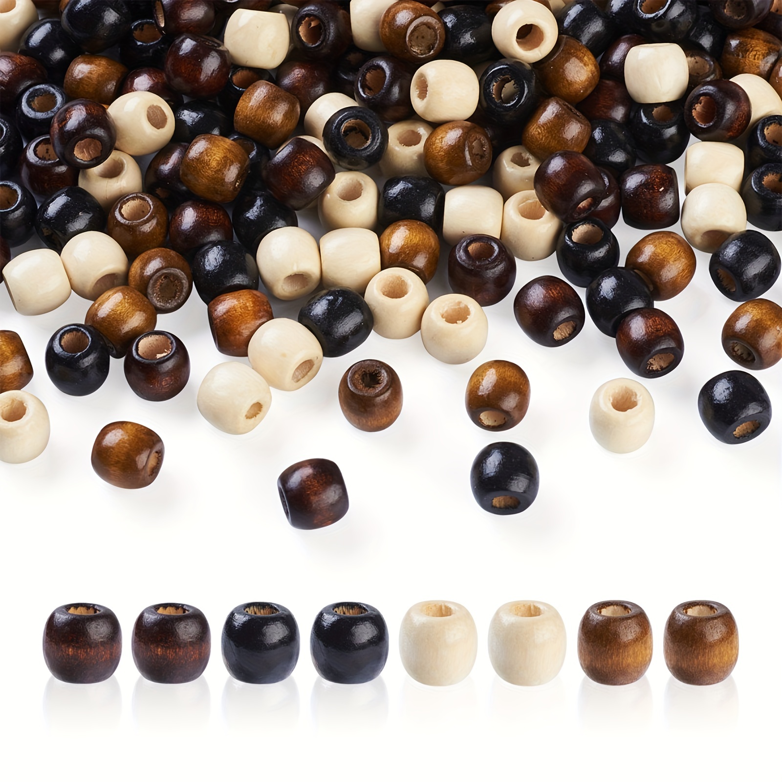 Natural Wooden Beads Colorful Round Loose Beads For Diy - Temu