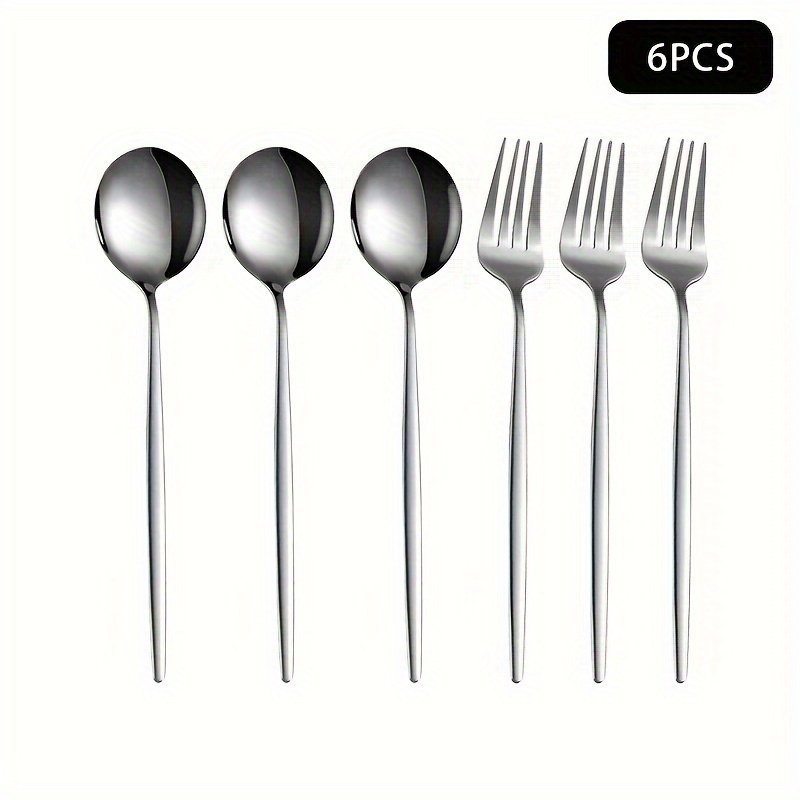 6Pcs Matte Dinner Knife Set Stainless Steel Dinnerware Black